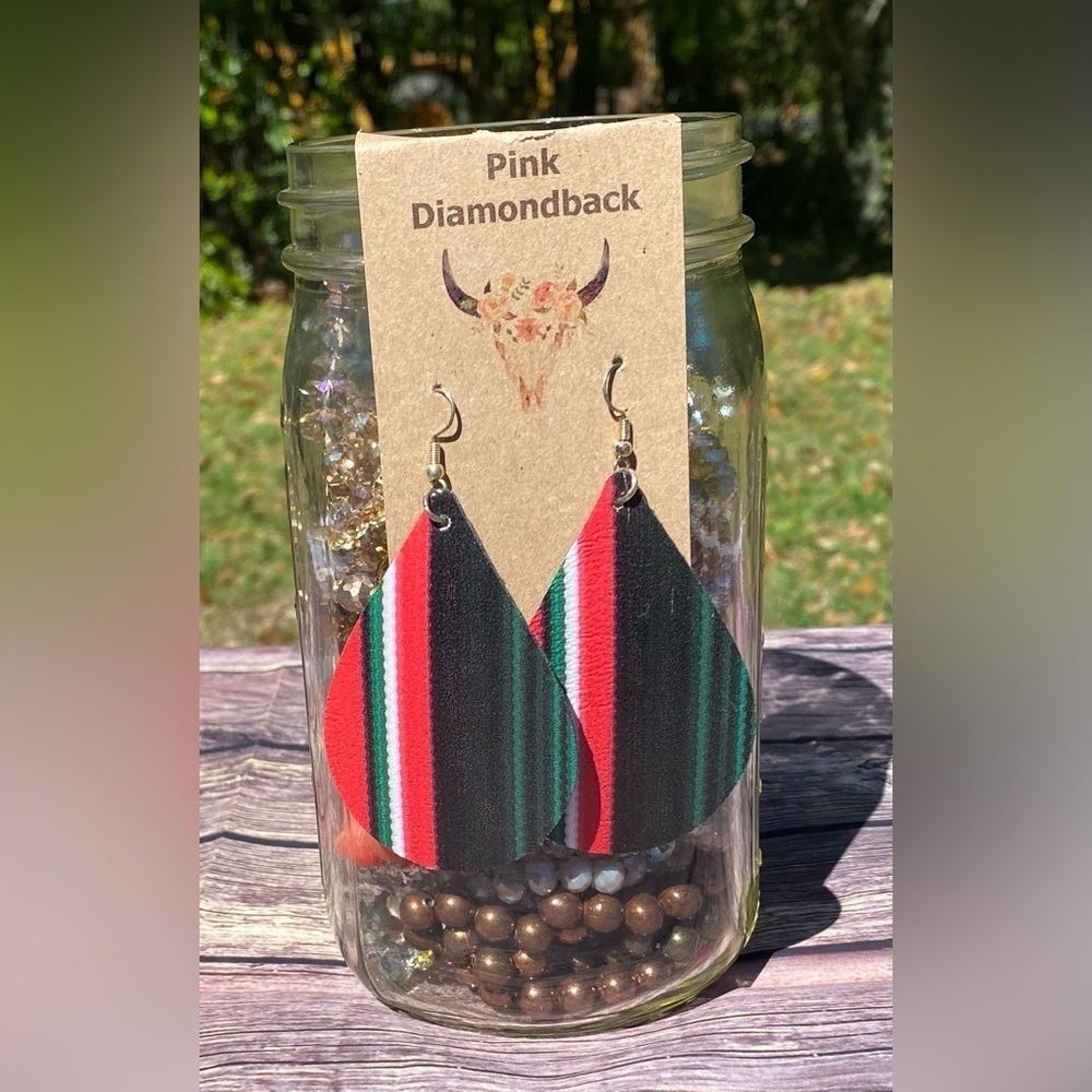 Fiesta Serape Southwest Handmade One Of A Kind Lure Tear Drop Earrings